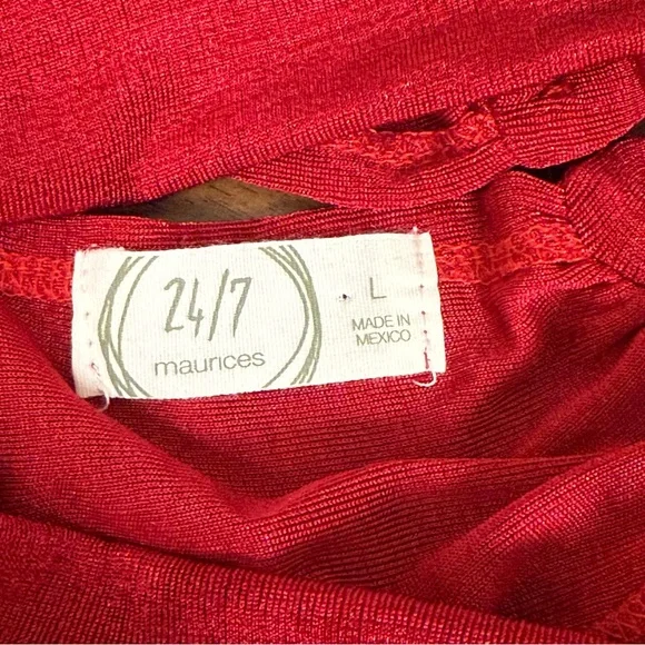 Maurices 24/7 Red Mock Neck Halter Tank Top Sleeveless Stretchy L - Picture 5 of 8